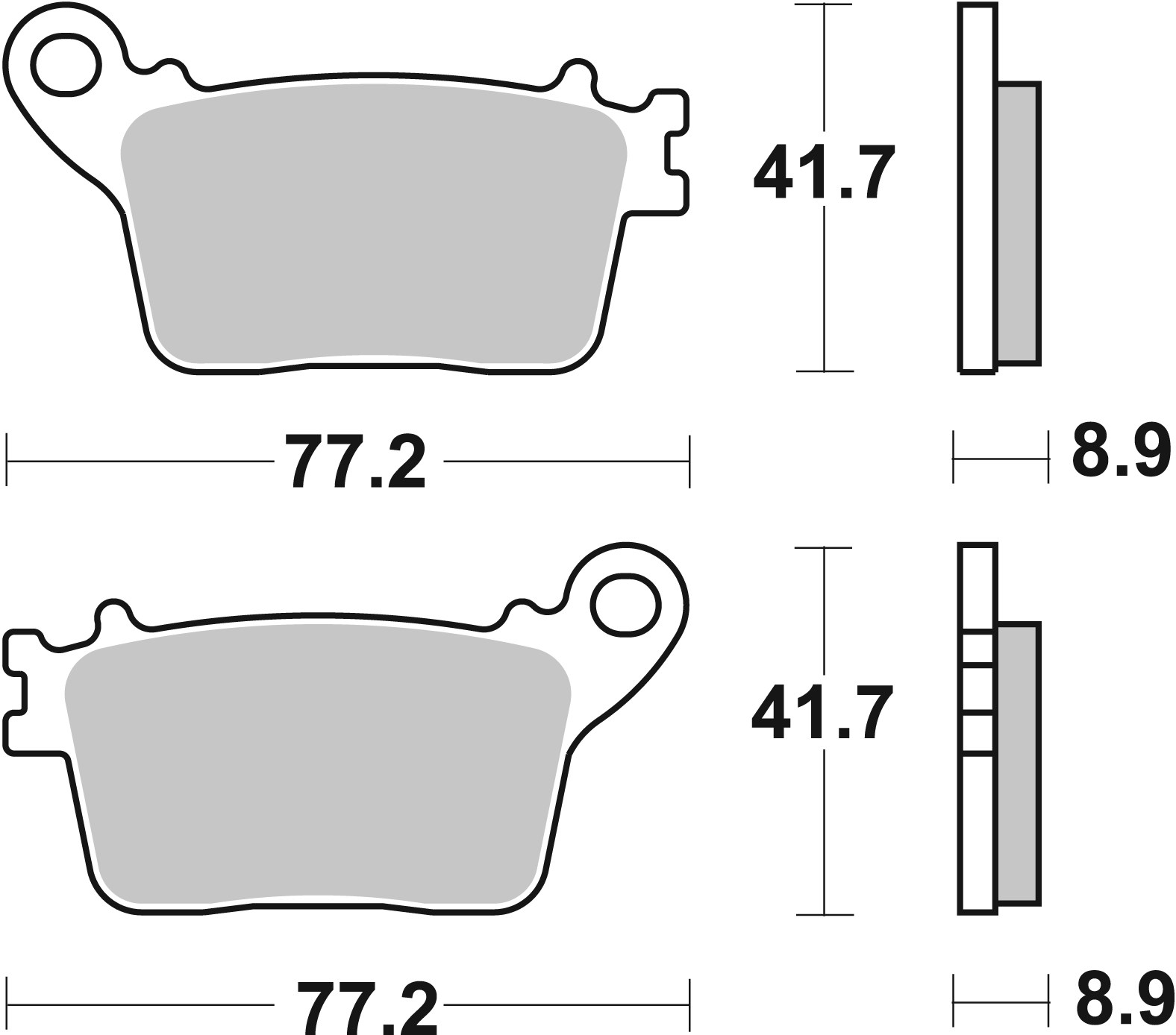 BREMBO sada brzdových destiček, kotoučová brzda HONDA CBR 600RR, 1000RR (FIREBLADE), 600RR ABS 06-17, VT 600 C (SHADOW) 89, SUZUKI GSX-R 1000 09-12, YAMAHA YZF-R1 1000 17 (2P320ST, FDB2221P, FDB2221ST)