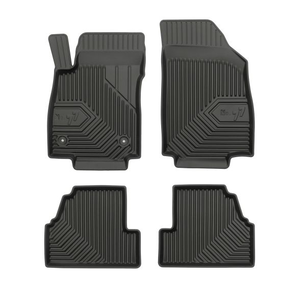 Set 5 covorase auto OPEL MOKKA din 2016-2021, cu covoras tunel median, cauciuc, 4x Stickere auto cu OPEL