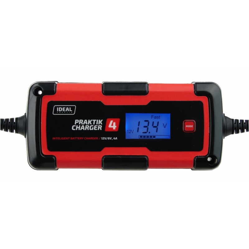 (EN) Battery charger PRAKTIK CHARGER 4 LCD, напруга зарядки: 6/12 В, зарядний струм: 4А, напруга джерела живлення: 230В, тип аккумулятора: AGM/Ca/GEL/WET