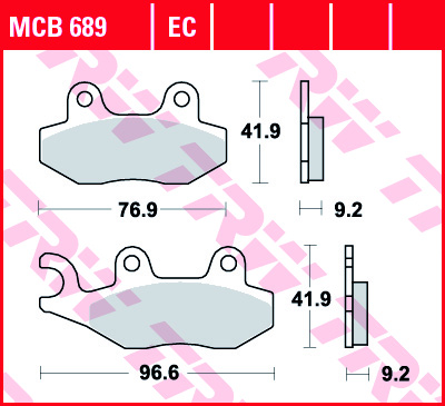 TRW MOTO sada brzdových destiček, kotoučová brzda ATK 250 250 LC, AC 94-95, 260 260 LC 95, 406 406 94-95, CROSS 605 COUNTRY, 350 COUNTRY 94-95, ENDURO 350 SOHC, 605 AC, 350, 605 SOHC 94-95, BENELLI CAFFENERO 250 (LEFT) 06, CAGIVA CANYON 500 95, WR 125 93,