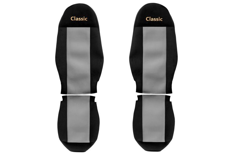 Set Huse Scaune Camion Tir VOLVO FH din 2005-2009, Auto, Model CLASSIC, Culoare Gri, 4x Stickere auto cu VOLVO