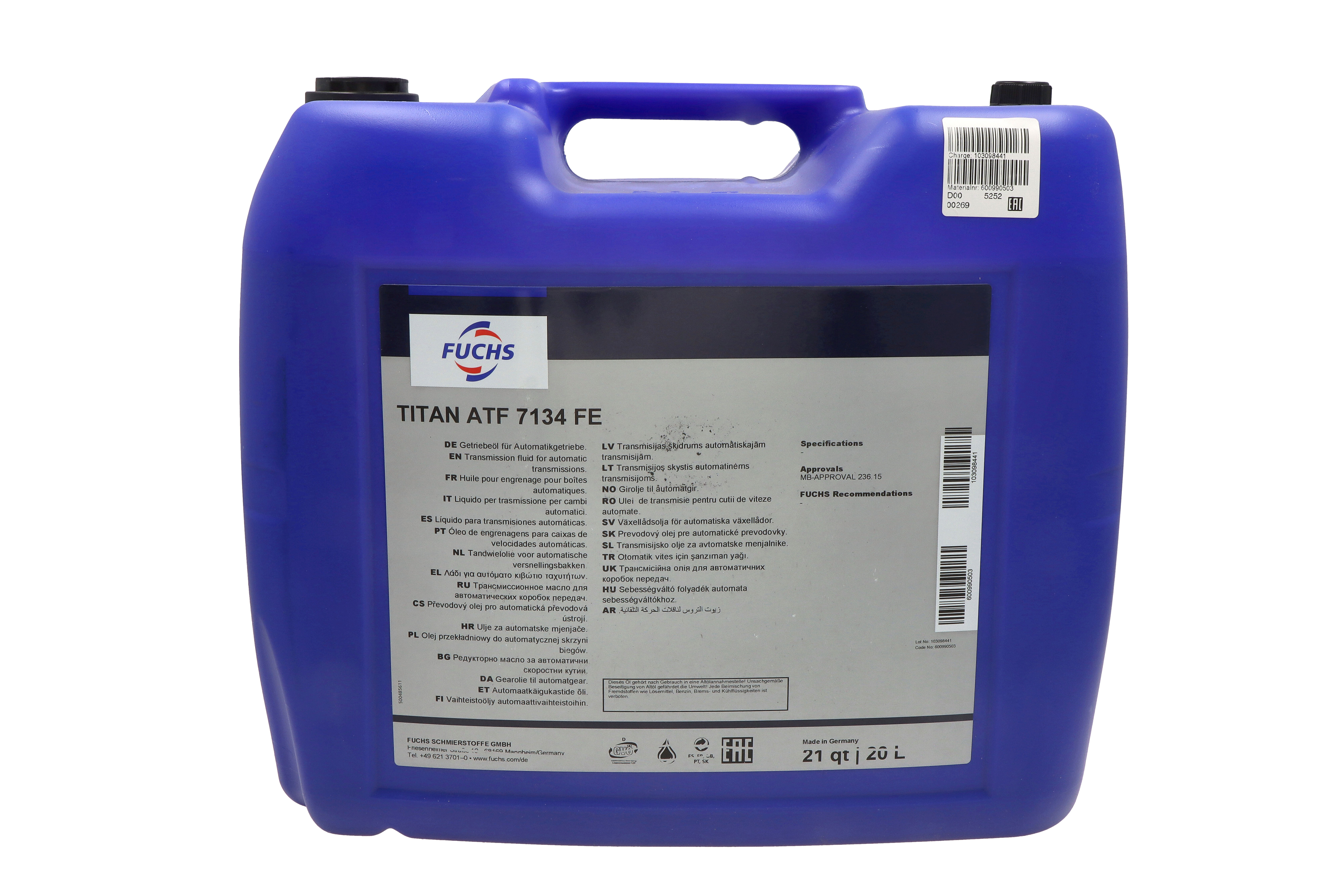 Олива для автоматичних трансмісій TITAN (20L) , MB 236.15