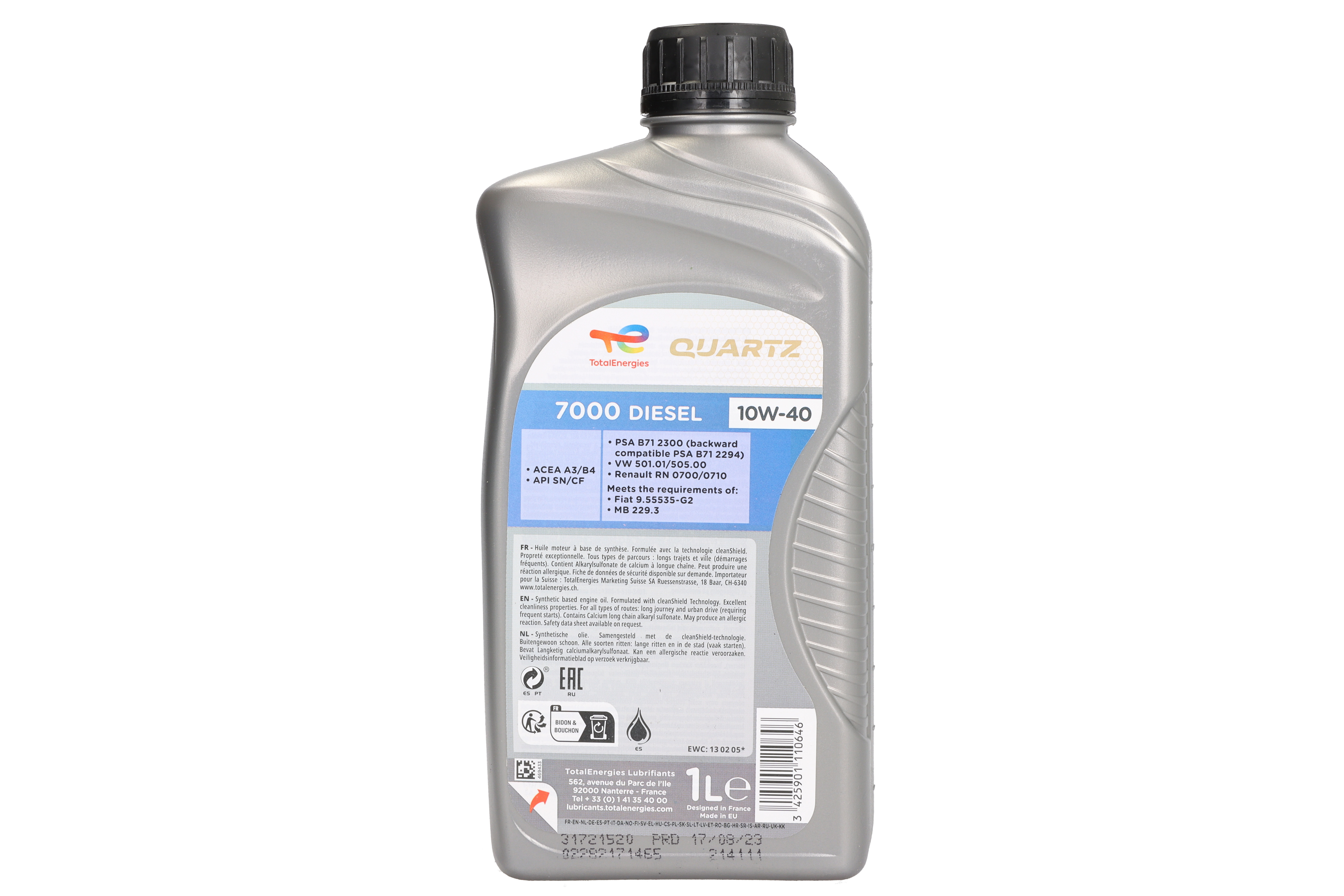 Моторна олива Quartz (1L) 10W40 ,API CF, SN, ACEA A3, B4, MB 229.3, PSA B71 2294, PSA B71 2300, VW 501.01, VW 505.00 фото 3