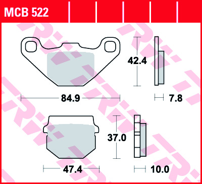 TRW MOTO sada brzdových destiček, kotoučová brzda ADLY CAT 100, 50, 125 98, G-SHOCK 50, 100 98, SUPER 50 00, THUNDERBIKE 50 97, APRILIA RS4 125 11, SX 50 07, BOMBARDIER RALLY 200 03, CPI HUSSAR 50 01-02, HONDA MB 80 S 80-84, MCX 80 S 82-83, HYOSUNG GAMMA