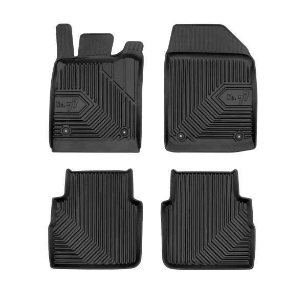 Set 5 covorase auto OPEL VECTRA C Estate (Z02) din 2019-2023, cu covoras tunel median, cauciuc, 4x Stickere auto cu OPEL