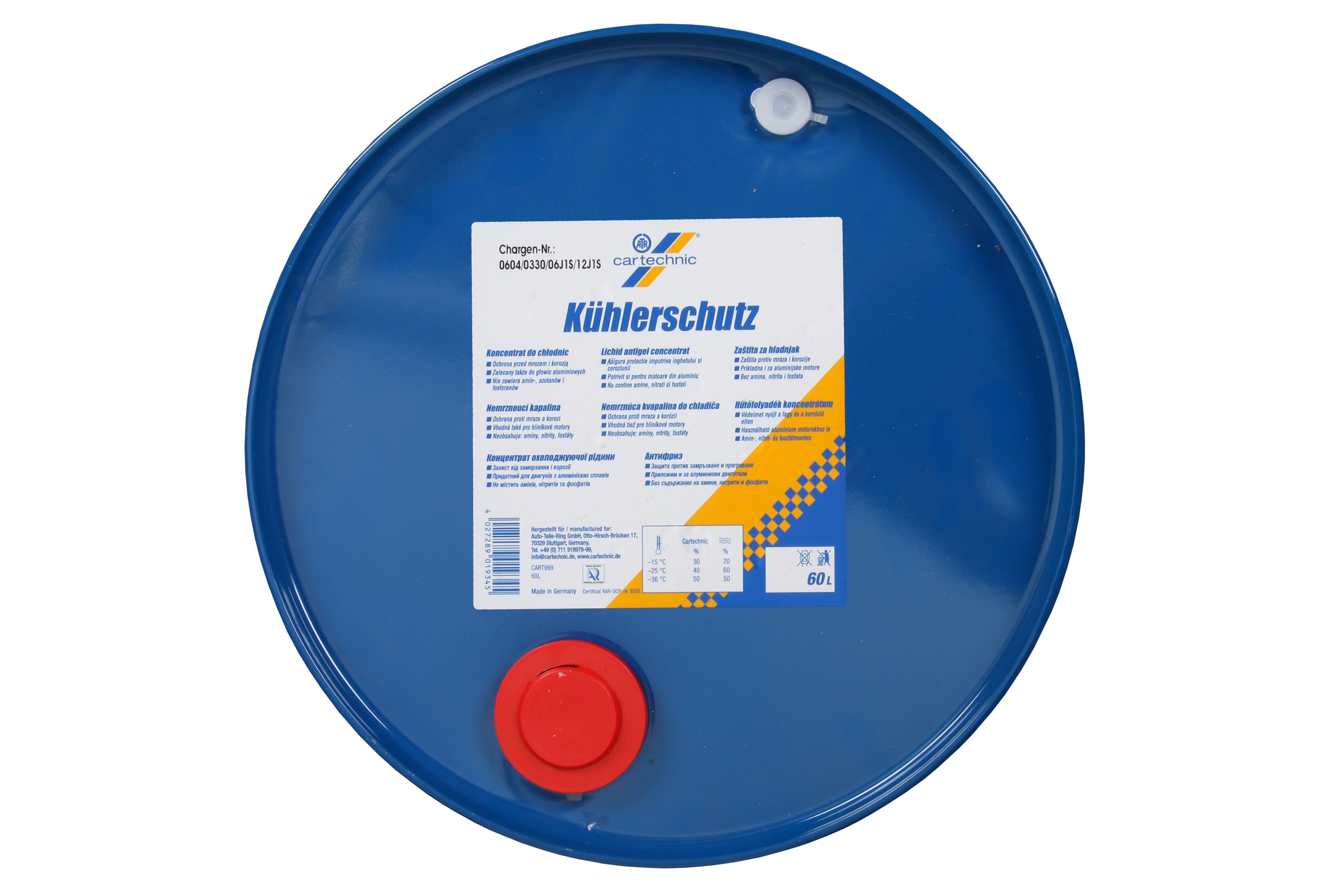 Концентрат антифризу (тип охолоджувача G11/G48) (1,5L, 1:1=-36°C), синій, стандартний: AFNOR NF R 15-601 TYPE 1, AS 2108, ASTM D3306, ASTM D4985, BS 6580, CUNA NC 956-16, JIS K 2234, ÖNORM V5123, SAE фото 9
