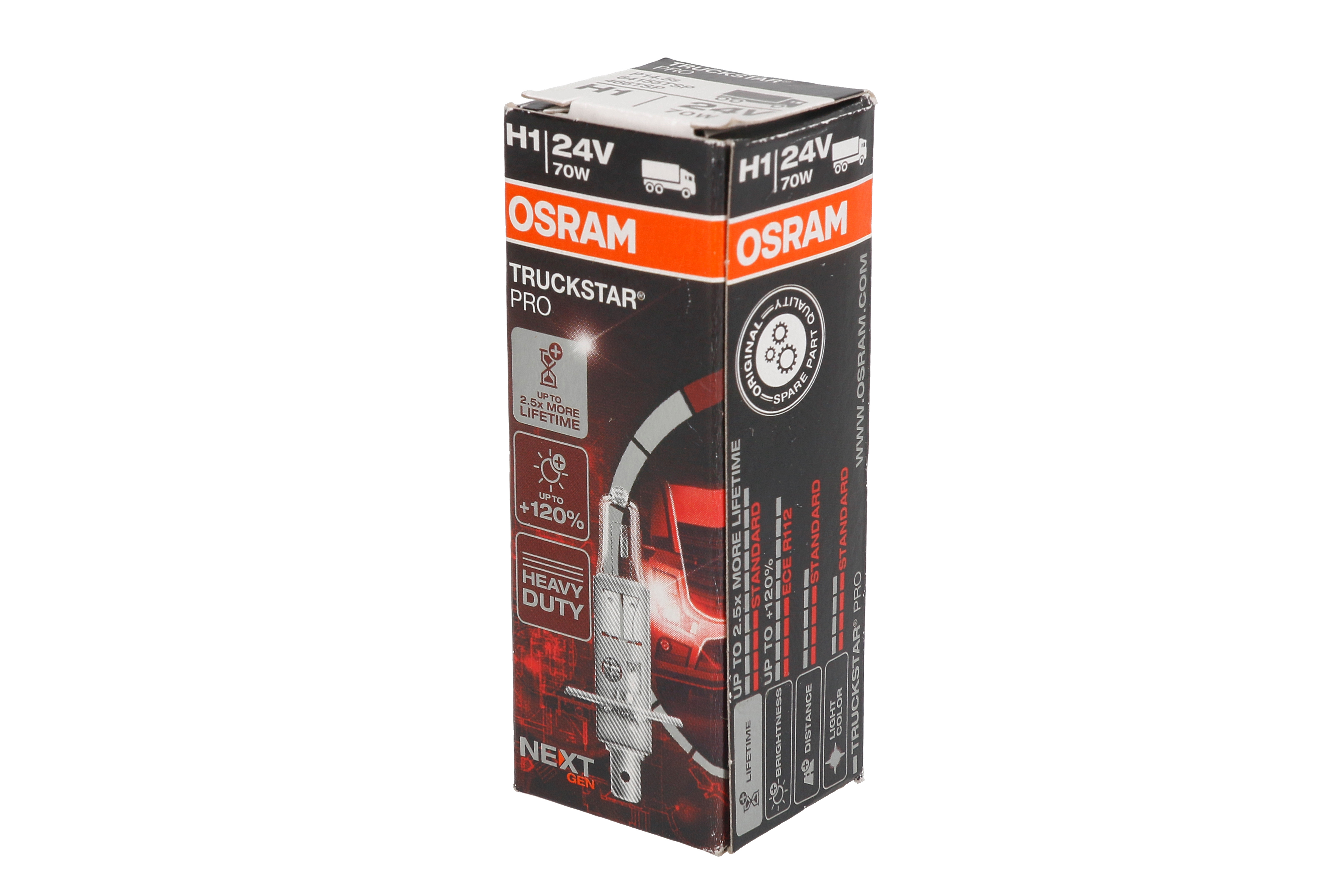 Автолампа галогенова 70W H1 24V 70W P14.5S/TRUCKSTAR PRO - НА 100% БІЛЬШЕ СВІТЛА OSRAM (64155TSP) osram фото 4