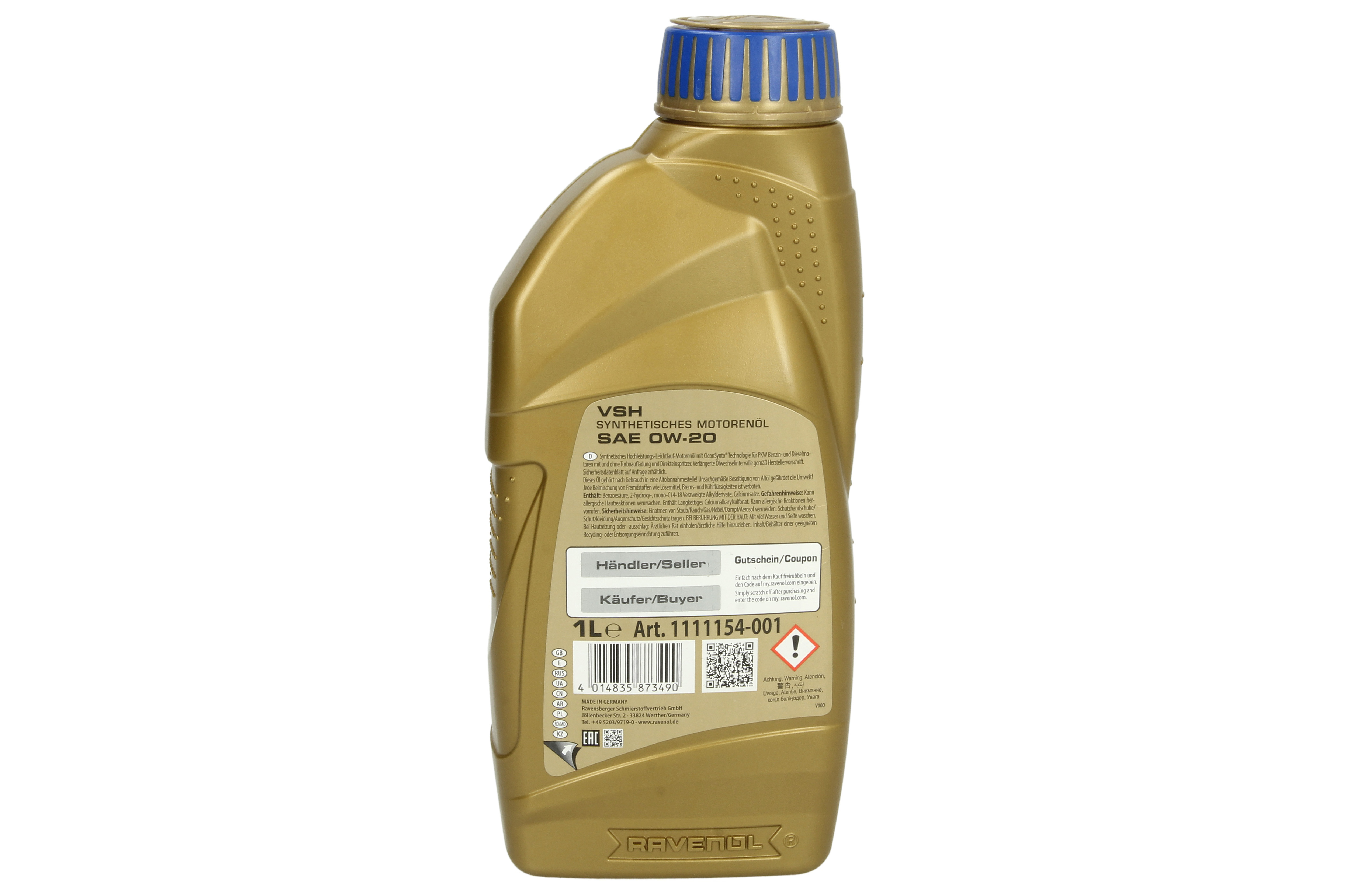 Моторна олива Cleansynto (1L) 0W20 , ACEA C5, FORD M2C956 A1, PORSCHE C20, VW 508.00, VW 509.00 фото 5