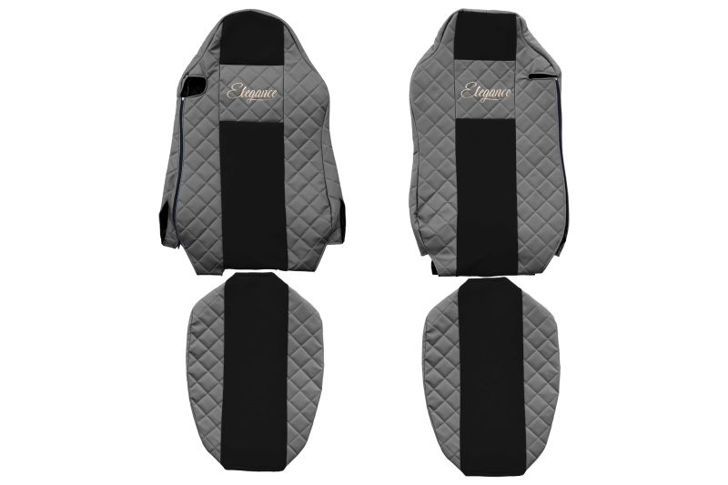 Set Huse Scaune Camion Tir MAN ACTROS MP4 / MP5 din 2011-2024, Auto, Model ELEGANCE Q, Culoare Gri, 4x Stickere auto cu MAN
