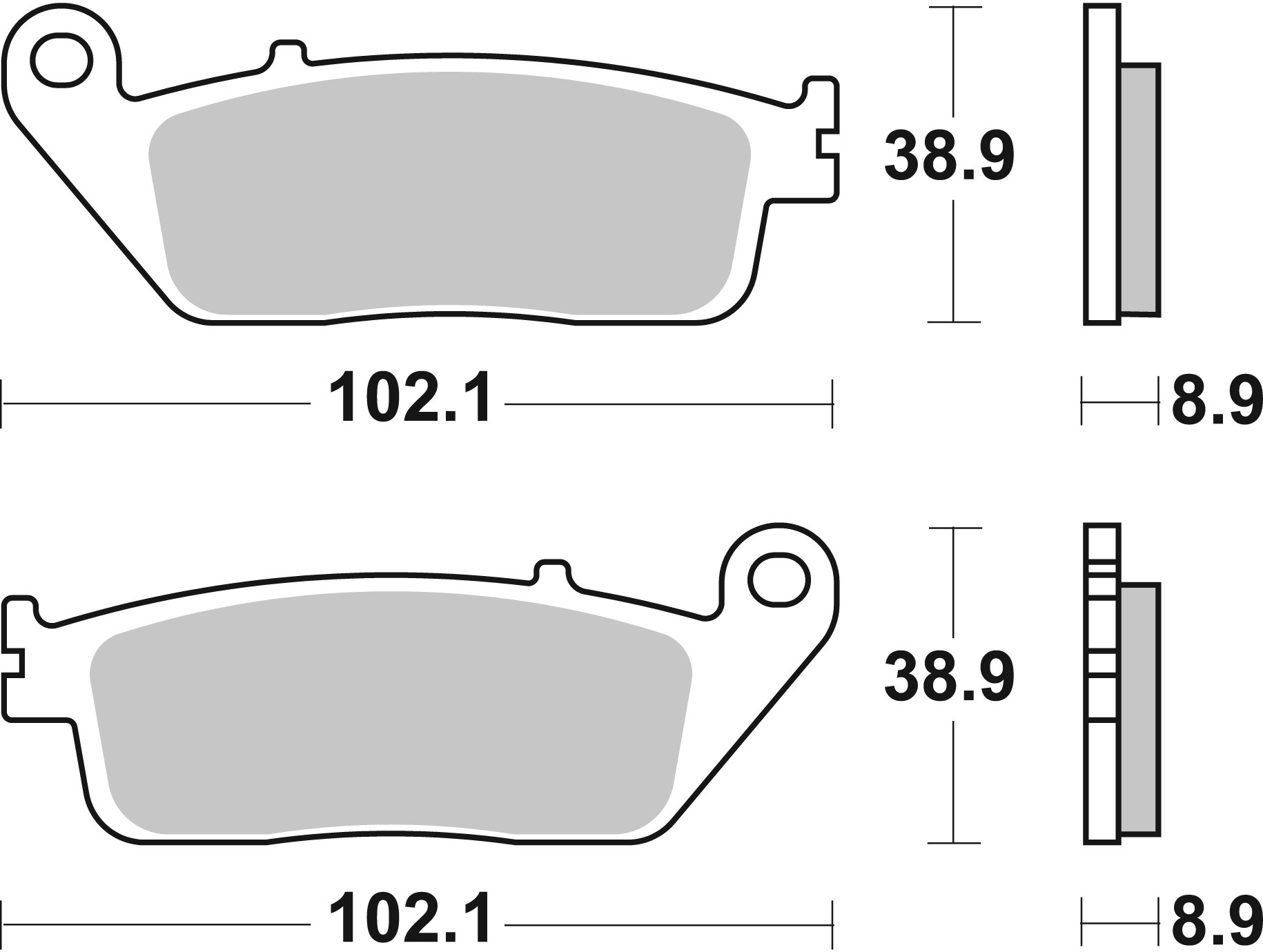 BREMBO sada brzdových destiček, kotoučová brzda HONDA FJS 600A (SILVER WING ABS), 600D (SILVER WING), 400A ABS (SILVER WING), 400D (SILVER WING) 03-15 (MT07075XS)