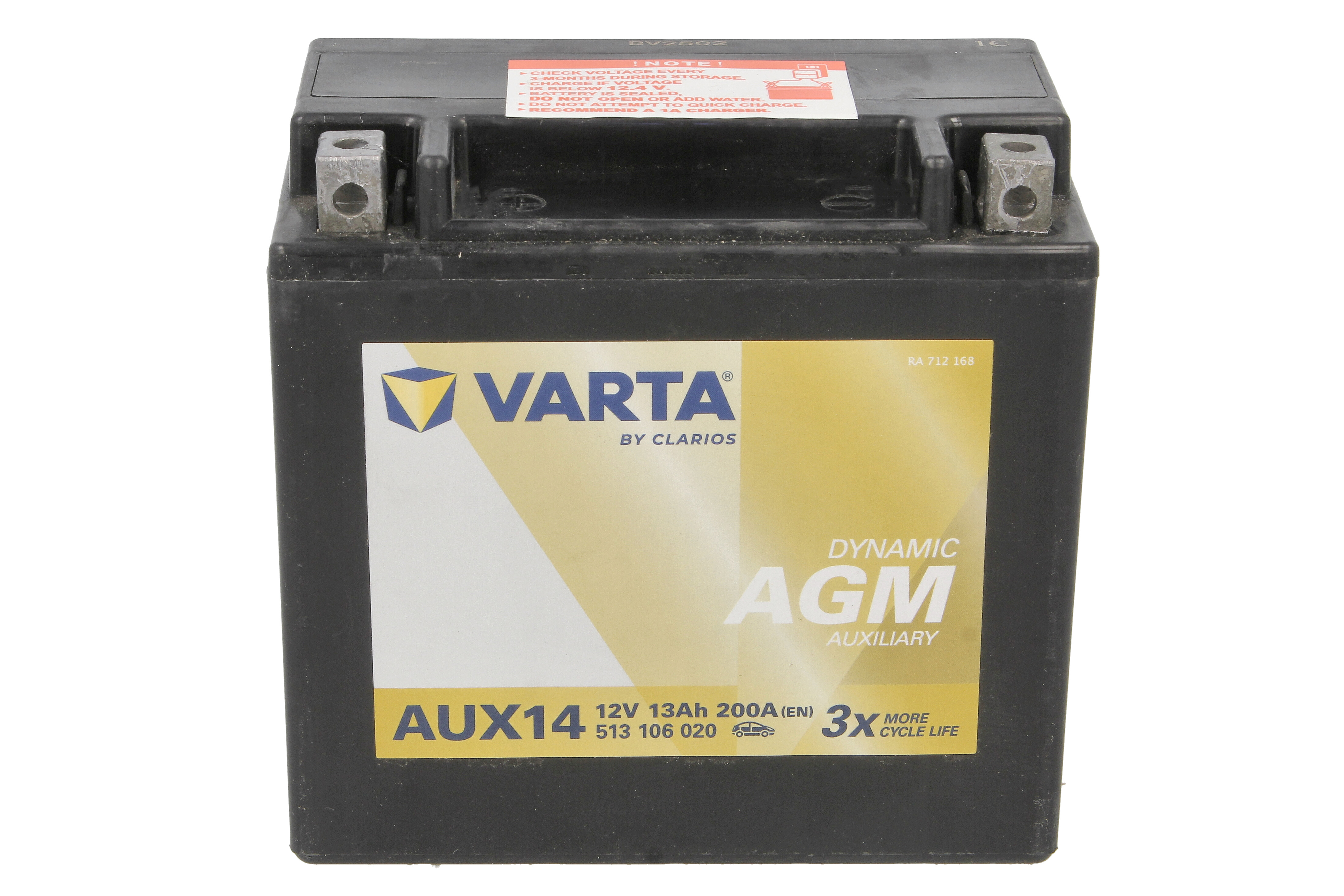 Акумулятор VARTA 12В 13Агод./200А AGM, AUXILIARY (L+ стандартні клеми) 150x87x146 B00 - без монтажного фланця (додатковий) фото 3