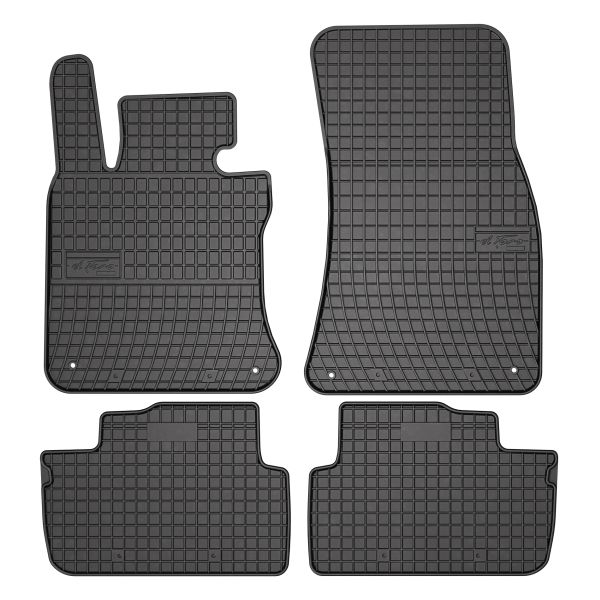 Set 5 covorase auto BMW Seria 4 Convertible (F33, F83) din 2011-2019, cu covoras tunel median, cauciuc, 4x Stickere auto cu BMW