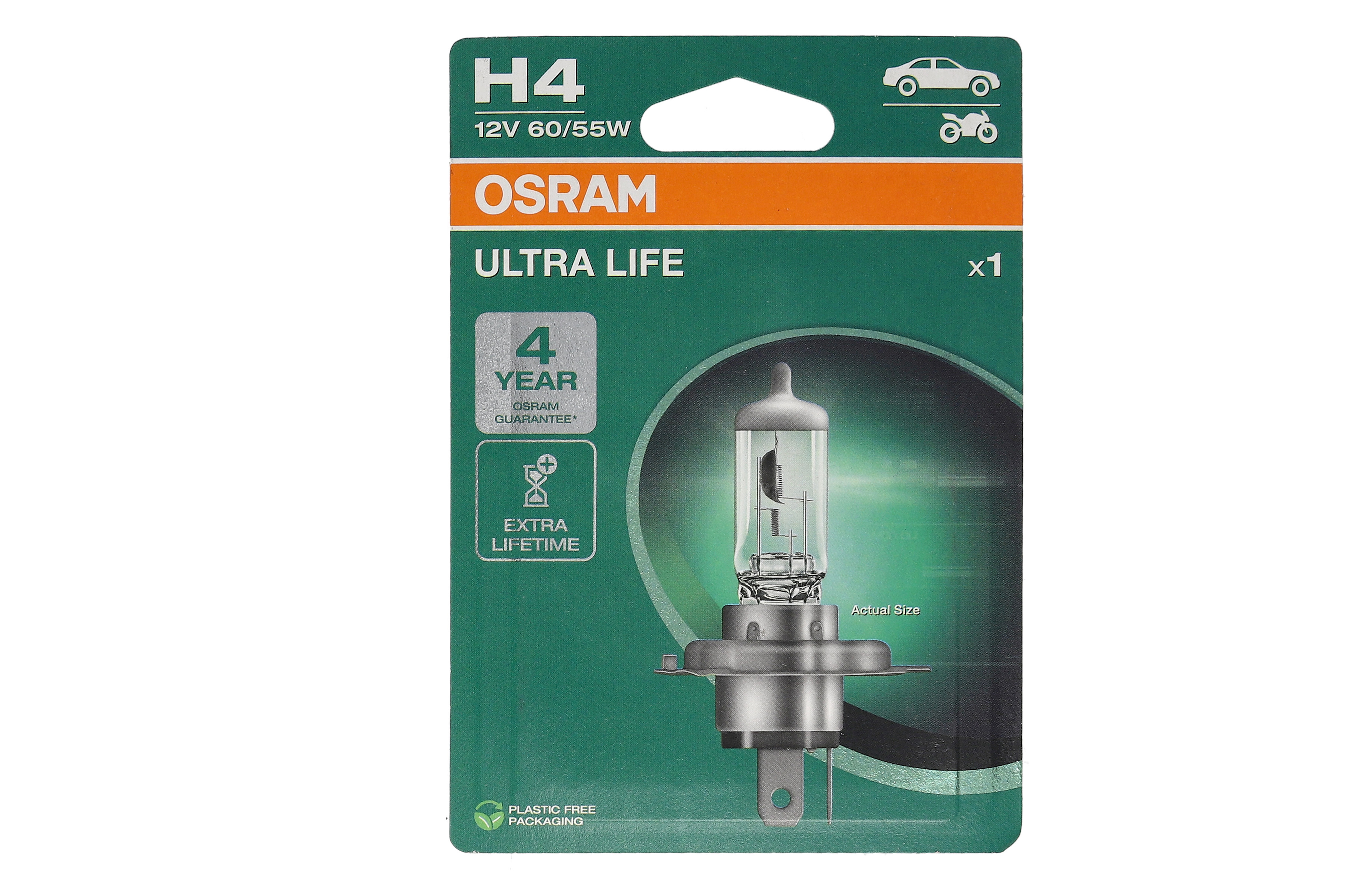 Автолампа галогенова 60/55W H4 12V 60/55W P43T / ULTRA LIFE - В 4 РАЗИ ЗБІЛЬШЕНО СТРОК СЛУЖБИ OSRAM (64193ULT-1BL) osram фото 4
