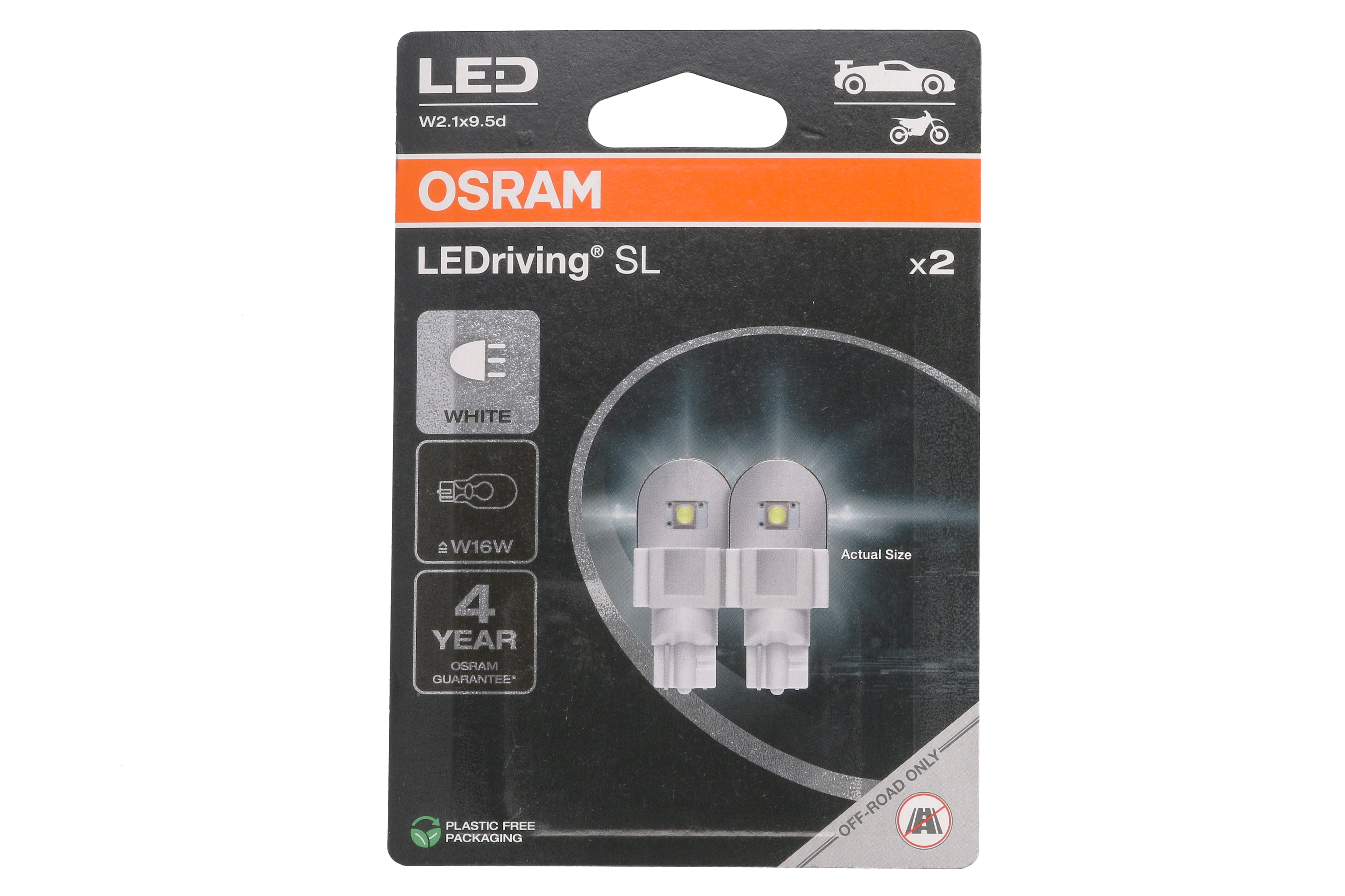 Автолампа світлодіодна W16W LED 12V 2W 6000K W2.1X9.5D / LEDRIVING® SL / COOL WHITE - ХО OSRAM (921DWP-2BL) osram фото 4