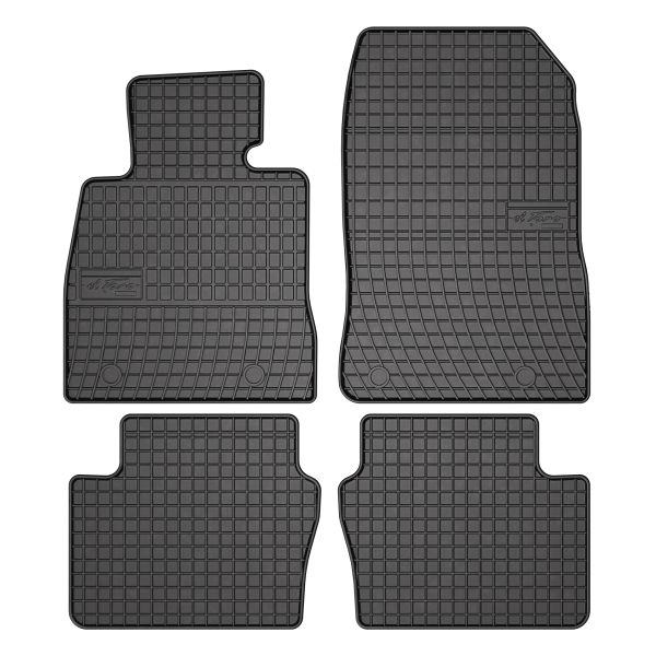 Set 5 covorase auto MAZDA 2 Hatchback (DL, DJ) din 2016-2020, cu covoras tunel median, cauciuc, 4x Stickere auto cu MAZDA