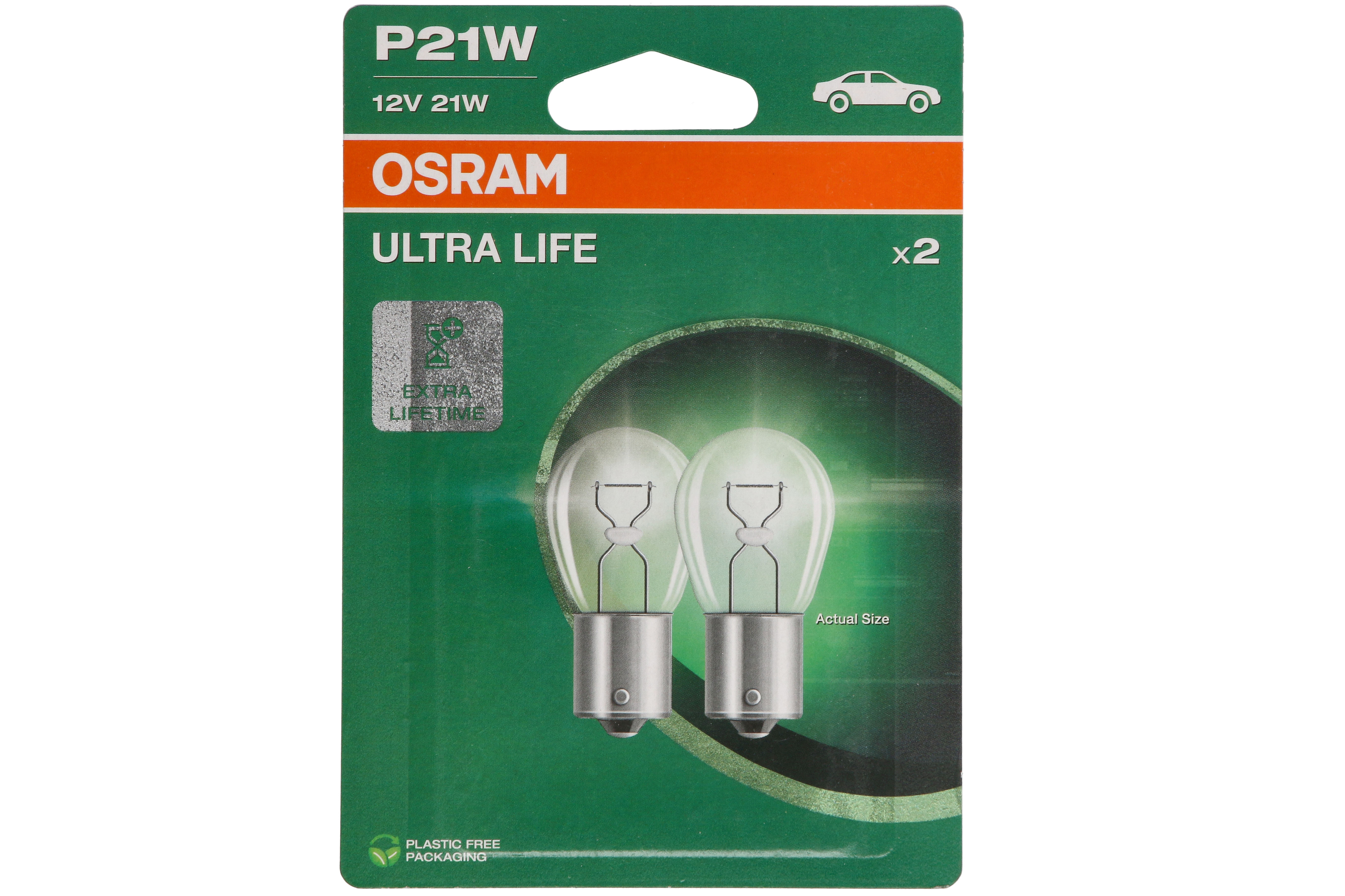 Автолампа 21W P21W 12V 21W BA15S / ULTRA LIFE - В 4 РАЗИ ЗБІЛЬШЕНО СТРОК СЛУЖБИ OSRAM (7506ULT-2BL) osram фото 4