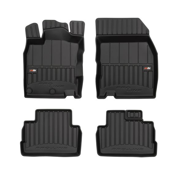 Set 5 covorase auto NISSAN QASHQAI II (J11, J11_) din 2014-2022, cu covoras tunel median, cauciuc, 4x Stickere auto cu NISSAN