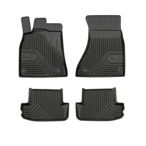 Set 5 covorase auto AUDI A5 Sportback (8TA) din 2013-2018, cu covoras tunel median, cauciuc, 4x Stickere auto cu AUDI