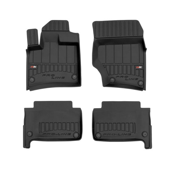 Set 5 covorase auto AUDI Q7 (4LB) din 2004-2008, cu covoras tunel median, cauciuc, 4x Stickere auto cu AUDI