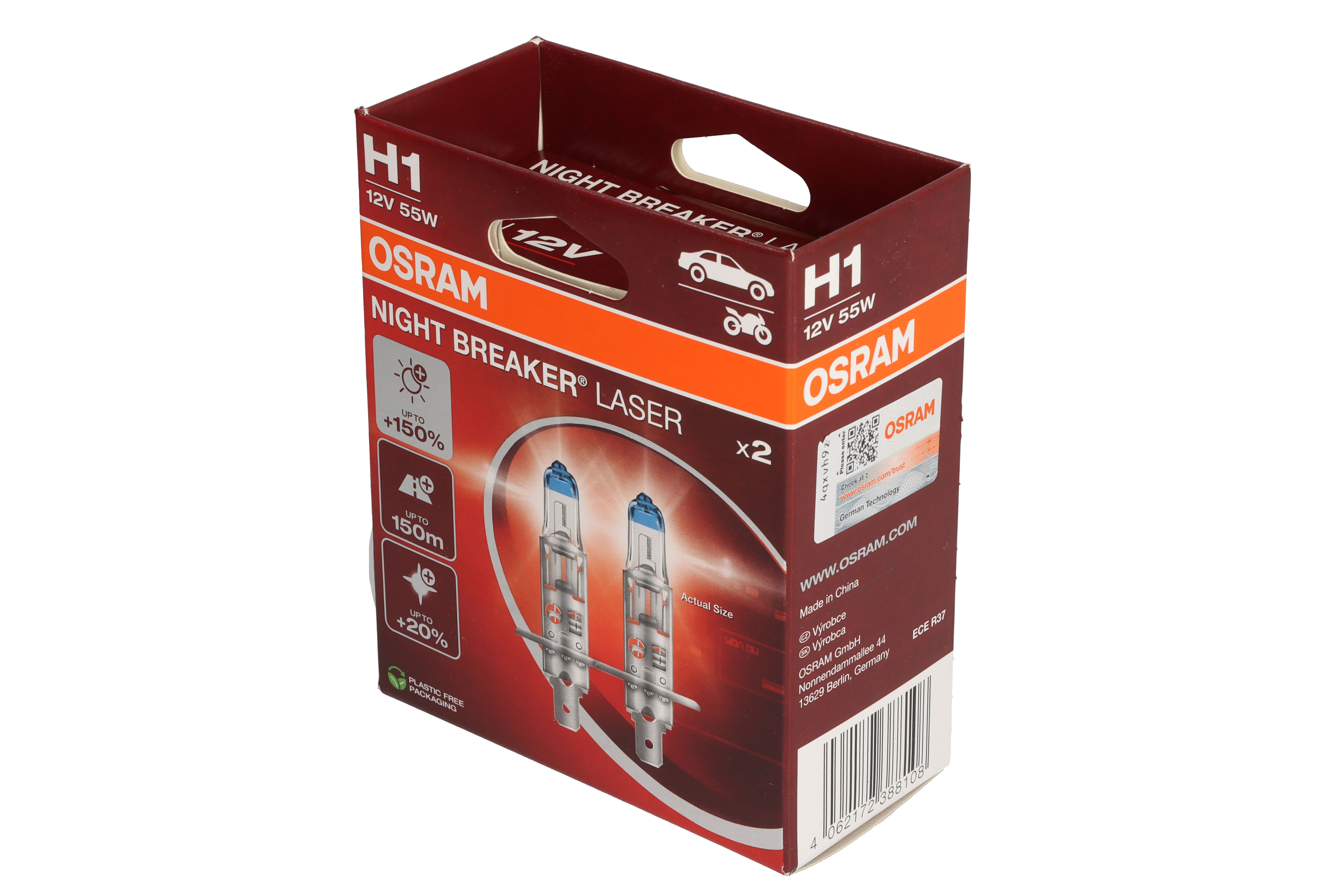 Автолампа галогенова 55W H1 12V 55W P14,5S / NIGHT BREAKER® LASER - НА 150% БІЛЬШЕ СВІТЛА OSRAM (64150NL-2HB) osram фото 4