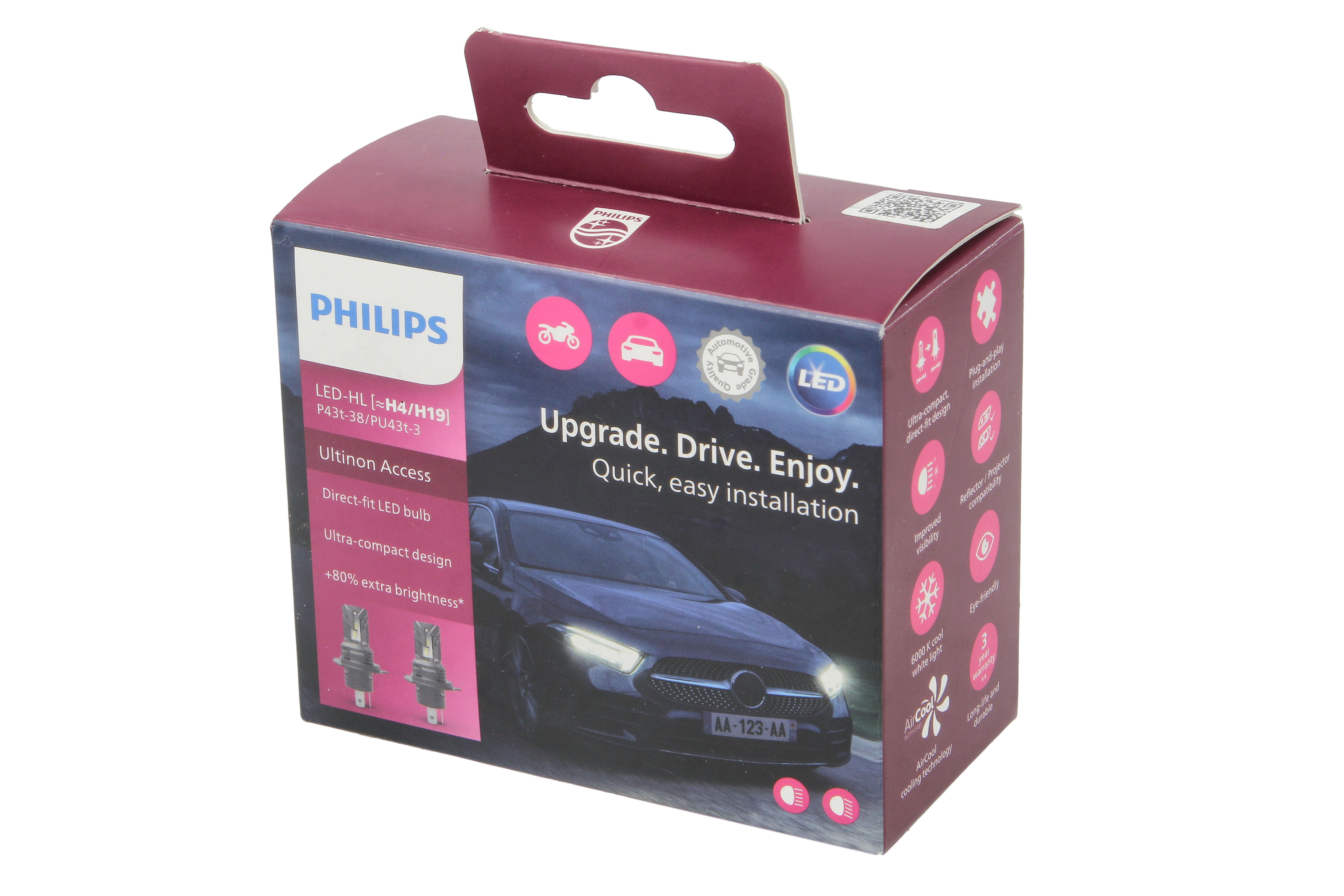 Комплект світлодіодних автоламп H4/H19 LED 12V 20W 6000K P43T/PU43T-3 / ULTINON ACCESS 2500 / ХОЛ PHILIPS (11342U2500CX) Philips фото 4