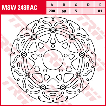 TRW ENGINE COMPONENT brzdový kotouč SUZUKI GSF 650 S (BANDIT), A (BANDIT ABS), (BANDIT) 05-06, GSX 750 F 03-06, M 1500 (INTRUDER) 09-12, SV 650 S 03-09, VLR 1800 RT (C) (INTRUDER ED), R (C) (INTRUDER) 08-13, VZ 1500 (INTRUDER) 09-13 (B0068NQQ3S, 78B40821)