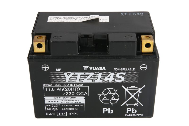 YUASA startovací baterie BMW C 600 (SPORT) 12, F 700 GS, 800GT 12-17, HP2 1200 (MEGAMOTO), (ENDURO), (SPORT) 05-11, R 1200 GS LC (ADVENTURE), GS (ADVENTURE) 08-17, BENELLI SPORT 1130 TNT 07-08, TNT 899, 1130 (CAFE RACER), 1130 (TITANIUM), 1130 (SPORT) 07-