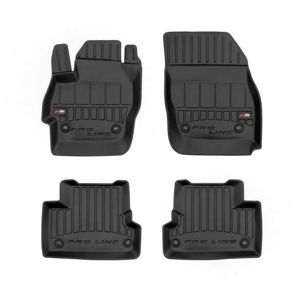Set 5 covorase auto MAZDA 3 (BL) din 2007-2015, cu covoras tunel median, cauciuc, 4x Stickere auto cu MAZDA