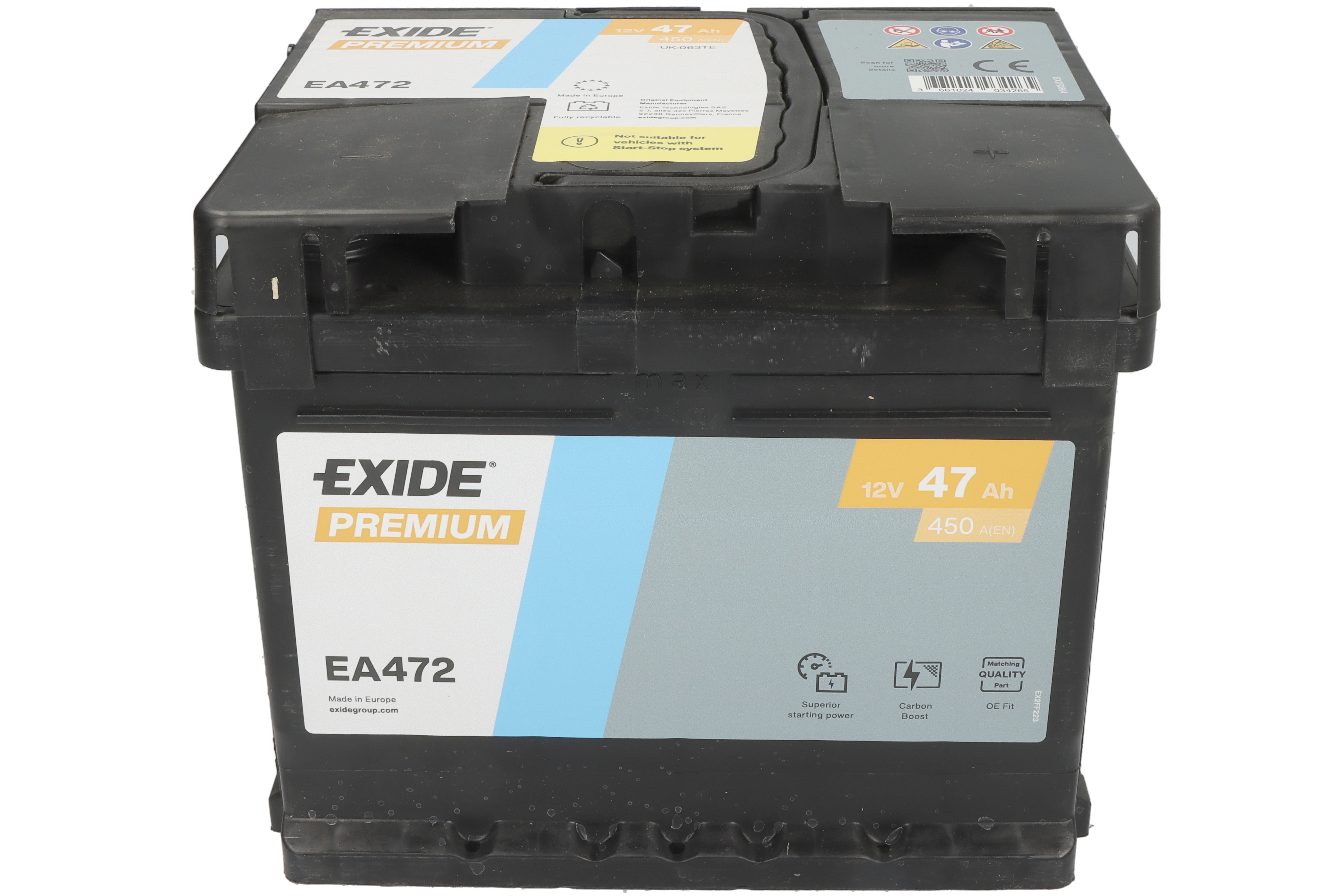 Акумуляторна батарея 47Ah/450A (207x175x175/+R/B13) Premium Exide фото 9