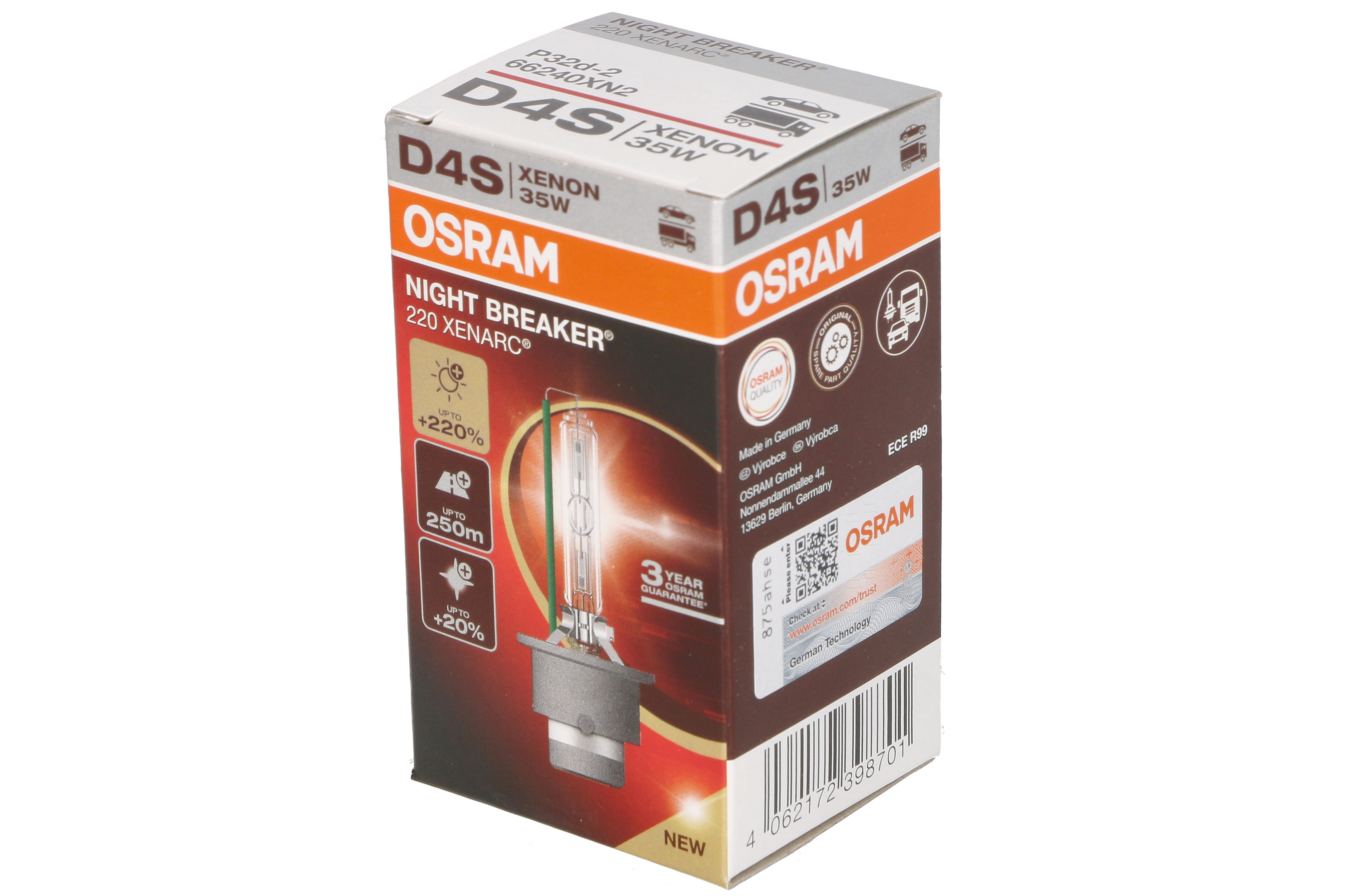 Автолампа ксенонова D4S 42V 35W 4400K P32D-5 / XENARC® NIGHT BREAKER® 220 - НА 220% З OSRAM (66440XN2) osram фото 4