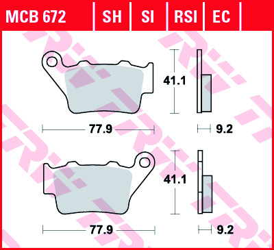 TRW MOTO sada brzdových destiček, kotoučová brzda ALFER VR 250 (ENDURO) 98-05, VRE 125 4T 00, APRILIA PEGASO 650 (TRAIL), (FACTORY) 06-10, BENELLI BX 500 (ENDURO), 449 (CROSS) 08-10, CCM 604 600 E (SPORT), E (SUPERMOTO) 99-02, DS 644, 404, 450 03-09, R 65
