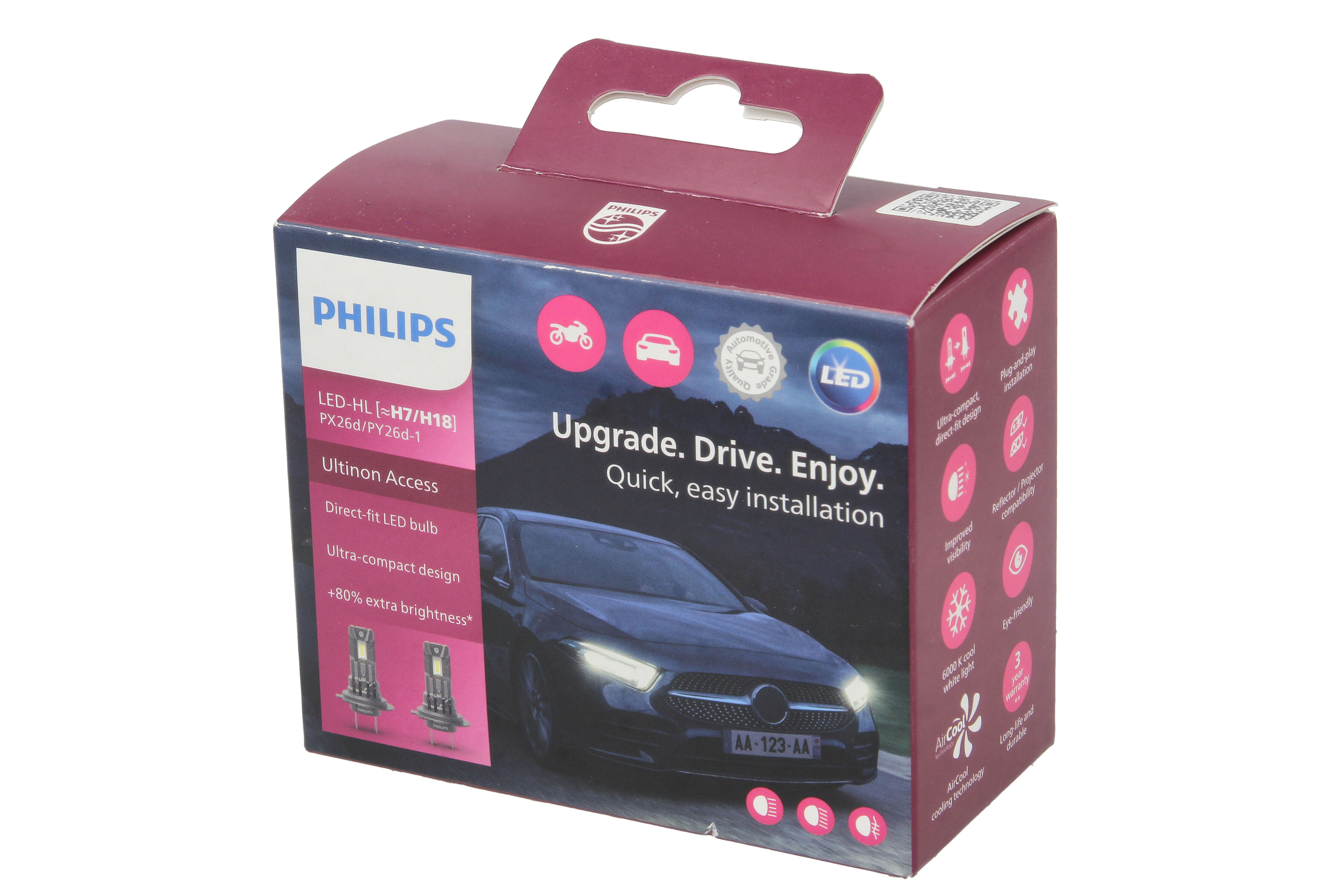 Комплект світлодіодних автоламп H7/H18 LED 12V 16W 6000K PX26D/PY26D-1 / ULTINON ACCESS 2500 / ХО PHILIPS (11972U2500CX) Philips фото 4
