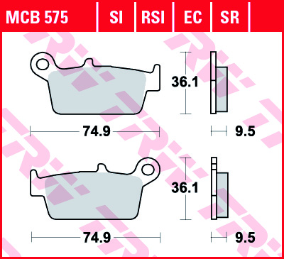 TRW MOTO sada brzdových destiček, kotoučová brzda CPI SAHEL 125 02, GAS GAS EC 300, 450FSE, 200, 450FSR, 515FSR, 250, 125, 400 99-09, FSE 450, 400 03-09, FSR 450, 515 03-11, MC 125, 250 00-10, PAMPERA 400 06, SM 400FSE, 450FSE, 450FSR 03-09, HONDA CR 250R
