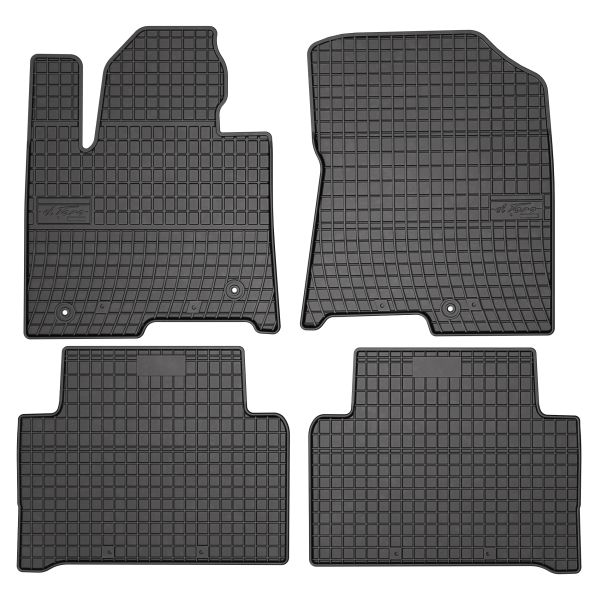 Set 5 covorase auto KIA SORENTO III (UM) din 2013-2016, cu covoras tunel median, cauciuc, 4x Stickere auto cu KIA
