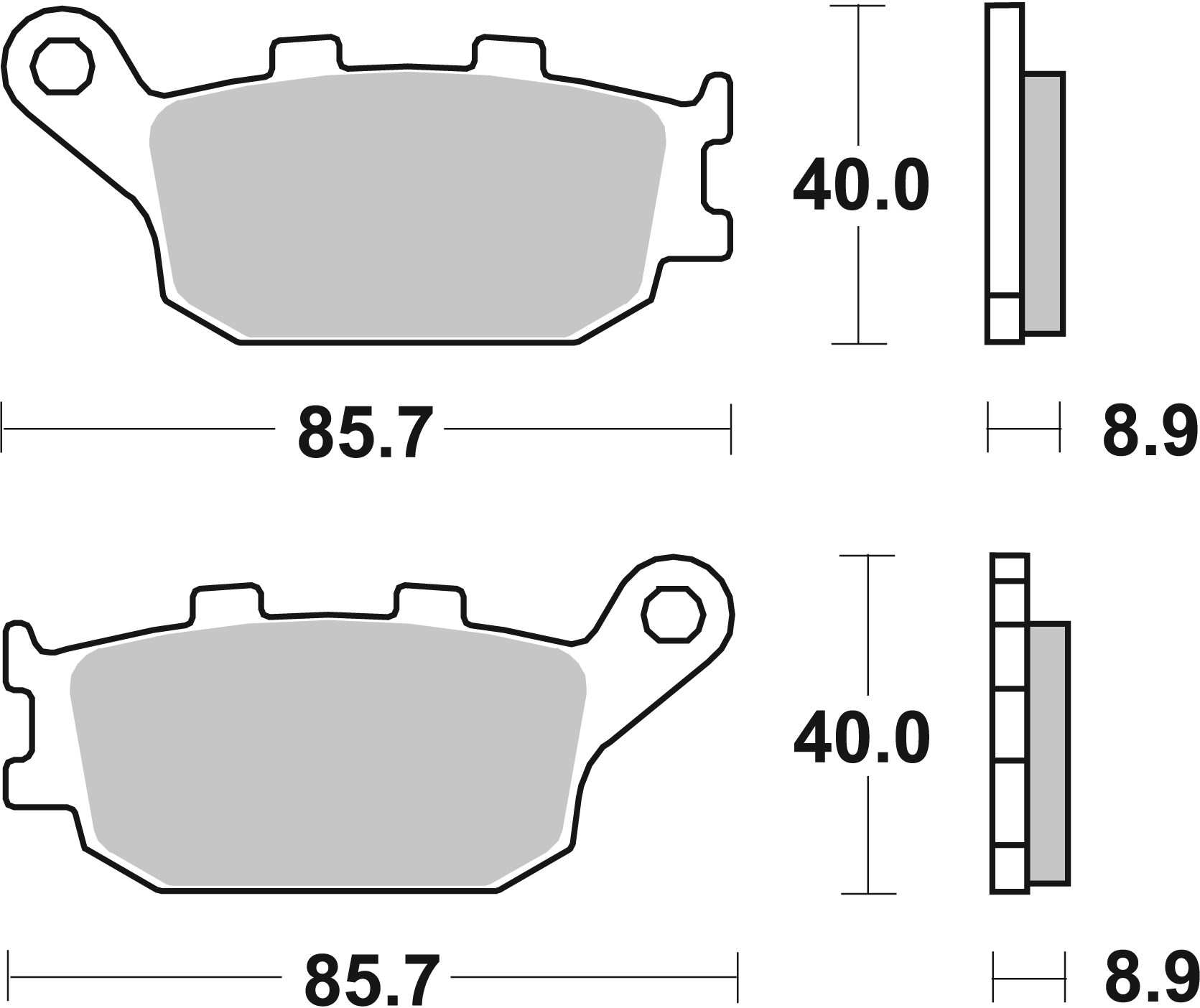 BREMBO sada brzdových destiček, kotoučová brzda HONDA CB 600F (HORNET), 600FA (HORNET ABS), 750F2 (SEVEN FIFTY), 900F (HORNET), 750 (NIGHT HAWK), 1100 92-15, CBF 500, 600S, 600NA (ABS), 500A (ABS), 1000, 600SA (ABS), 600N 04-13, CBR 900RR (FIREBLADE), 600