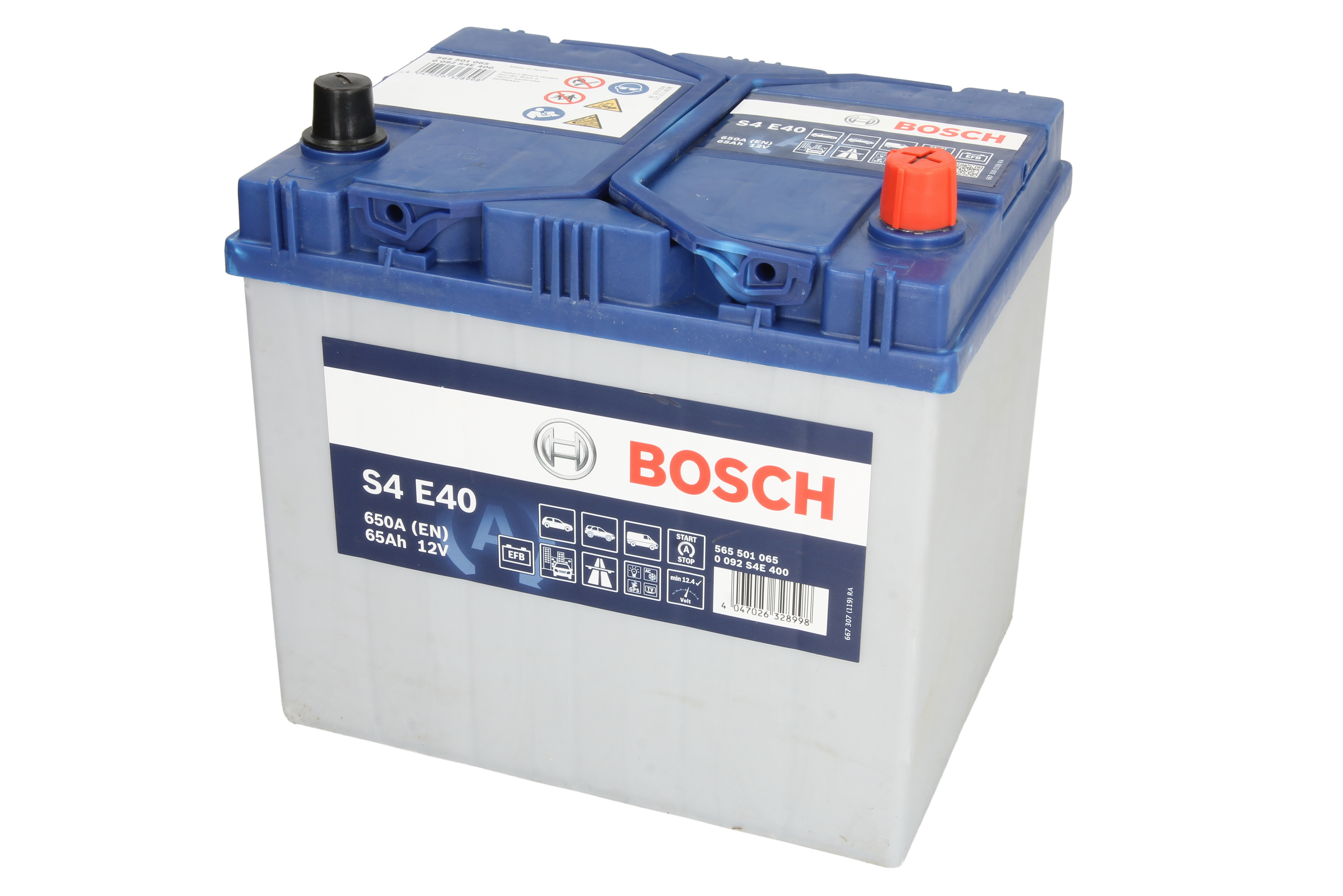 Акумуляторна батарея 65А АКБ BOSCH S4 EFB ASIA ПРАВ [+] 12V 65AH 650A 232*175*225 / START- (0 092 S4E 400) Bosch фото 11