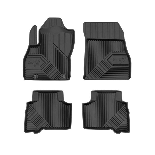Set 5 covorase auto FIAT QUBO (225_) din 2016-2023, cu covoras tunel median, cauciuc, 4x Stickere auto cu FIAT