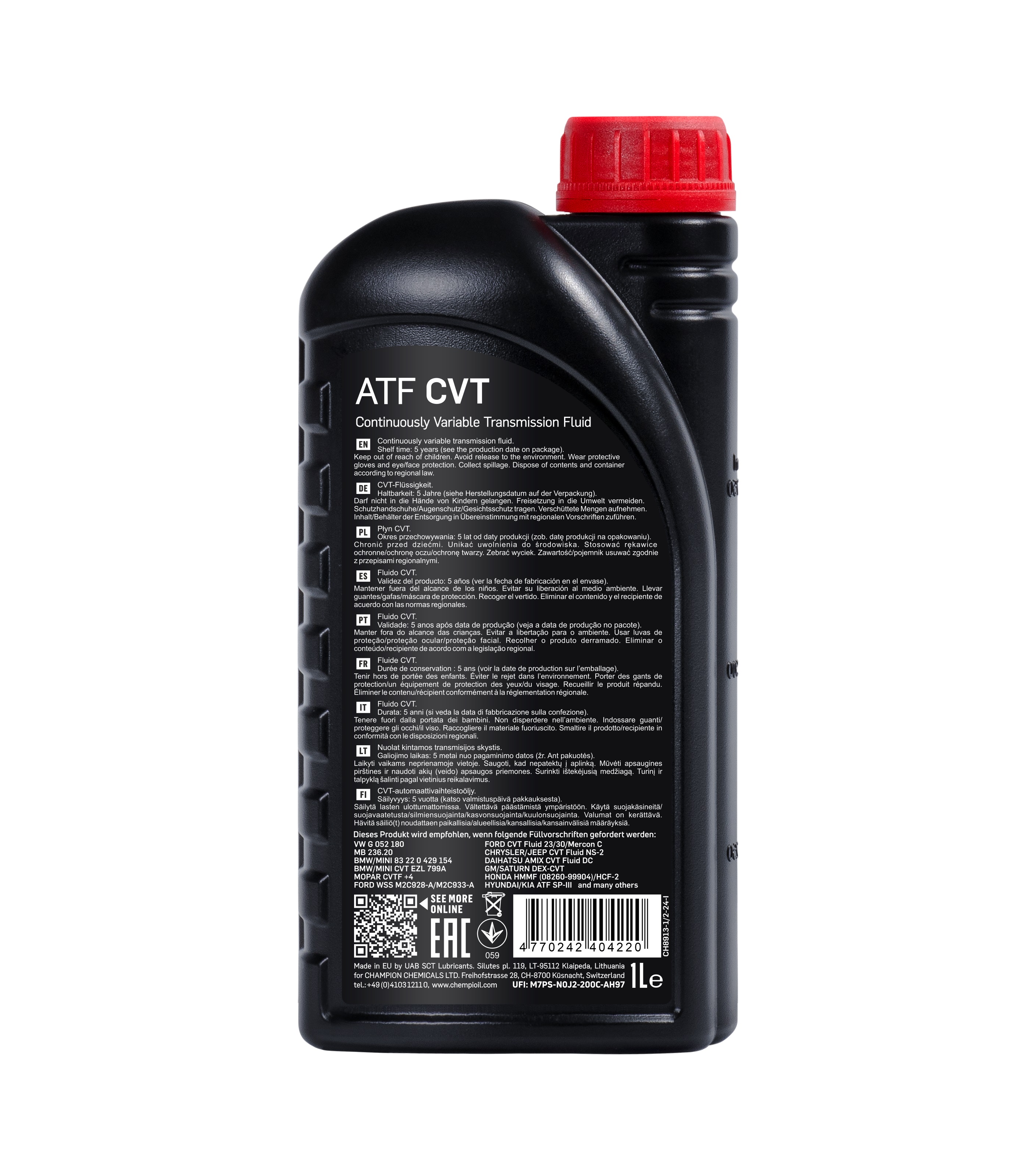 Олива для автоматичних трансмісій ATF (1L) , BMW 8322 0429 154, BMW CVT EZL 799A, CHRYSLER NS-2, DAIHATSU AMMIX CVTF-DC, FORD CVT 23, FORD CVT 30, FORD M2C928 A, FORD M2C933 A, FORD MERCON C, GM DEX-C фото 2