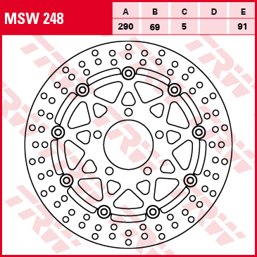 TRW MOTO brzdový kotouč SUZUKI GSF 650 S (BANDIT), A (BANDIT ABS), (BANDIT) 05-06, GSX 750F, 600F 03-06, M 1500 (INTRUDER) 09-12, SV 650 S 03-09, VLR 1800 RT (C) (INTRUDER ED), R (C) (INTRUDER) 08-13, VZ 1500 (INTRUDER) 09-13 (B005ATOEVC, 78B40821, TPS77)