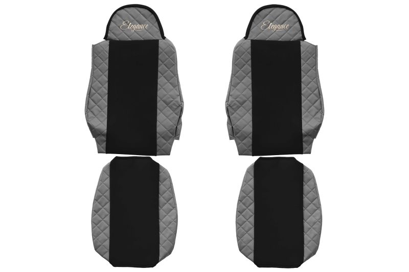 Set Huse Scaune Camion Tir MAN TGL I din 2004-2022, Auto, Model ELEGANCE Q, Culoare Gri, 4x Stickere auto cu MAN
