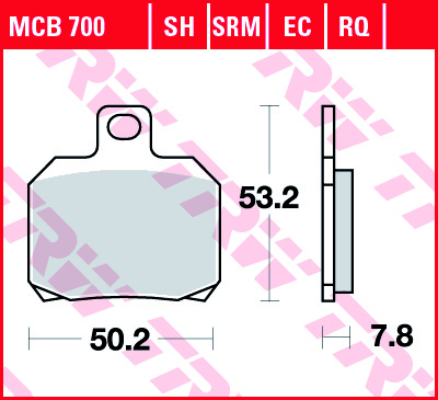 TRW MOTO sada brzdových destiček, kotoučová brzda APRILIA ETV 1000 (CAPO NORD) 01-03, RS 50 06-08, RSV 1000 R (FACTORY), R, R (MILLE), (MILLE), SP 97-04, SL 1000 (FALCO) 00-04, TUONO 50, 1000R (FACTORY), 1100 V4R RR, 1100 V4R (FACTORY), 1000R 04-16, BENEL