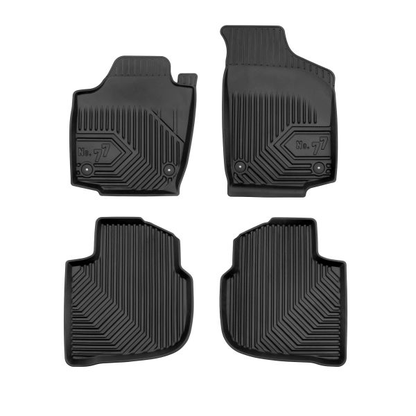 Set 5 covorase auto SEAT TOLEDO IV (KG3) din 2012-2018, cu covoras tunel median, cauciuc, 4x Stickere auto cu SEAT