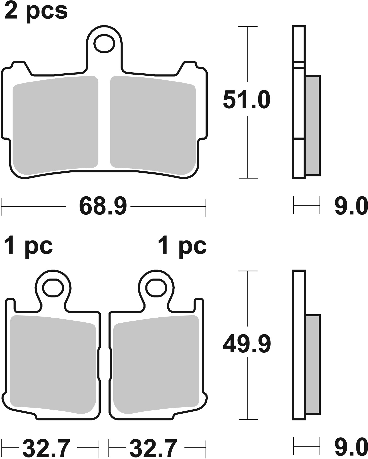 BREMBO sada brzdových destiček, kotoučová brzda HONDA VFR 1200 F, F ABS, F DCT V4 10-15 (MT07HO37SA, 06455-MGE-006, 06455-MGE-016)