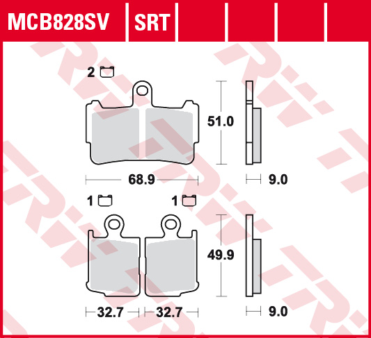 TRW MOTO sada brzdových destiček, kotoučová brzda HONDA VFR 1200 F ABS, F DCT V4 10-13