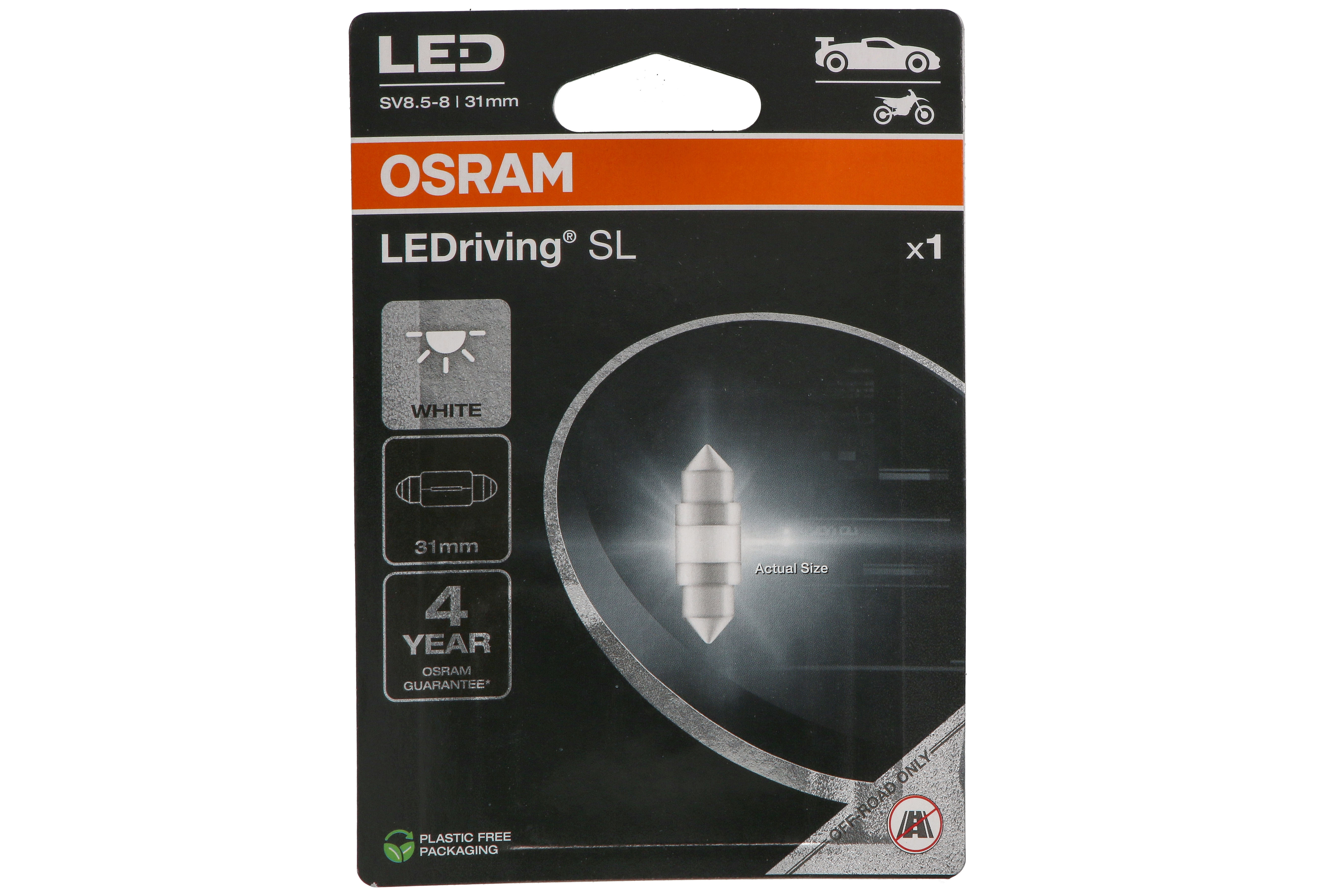 Автолампа світлодіодна C10W LED 12V 1W 6000K 31MM SV8.5-8 / LEDRIVING® SL / COOL WHITE - OSRAM (6438DWP-1BL) osram фото 5