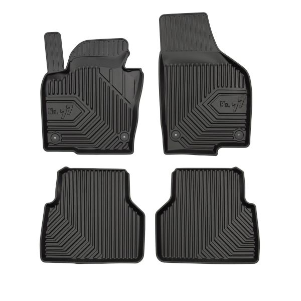 Set 5 covorase auto Volkswagen TIGUAN VAN (5N_) din 2003-2008, cu covoras tunel median, cauciuc, 4x Stickere auto cu Volkswagen