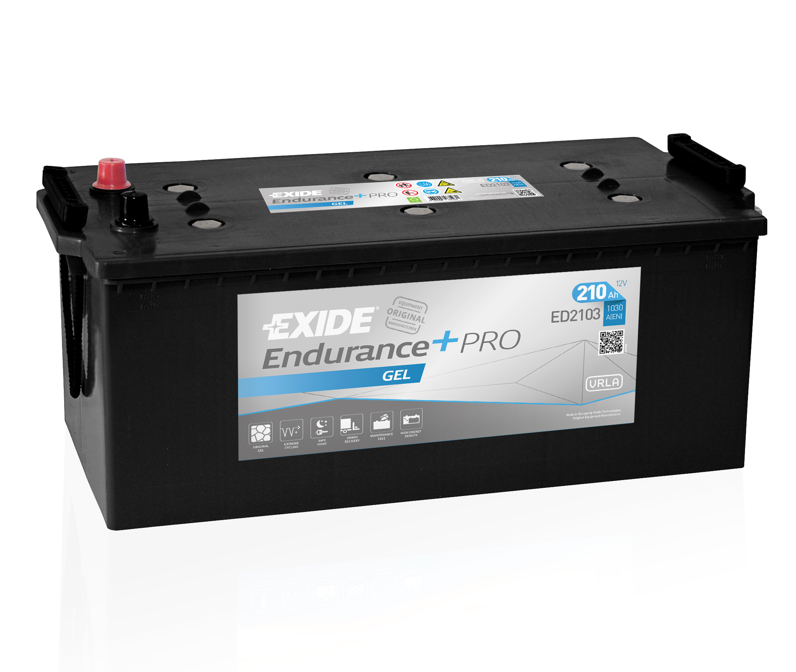 Акумулятор EXIDE 210Агод./1030А ENDURANCEPRO, GEL (L+ Стандартні клеми) 518x274x240 B00 - без монтажного фланця (Гель/Пусковий)