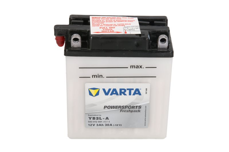 VARTA startovací baterie CAGIVA T4R 350 87, HONDA NS 50 F 90, NSR 50 S 89-00, XL 250R, 600R, 350R, 500R, 200R 82-88 (B004R9HA12, YB3L-A, YB3L-A EXIDE)