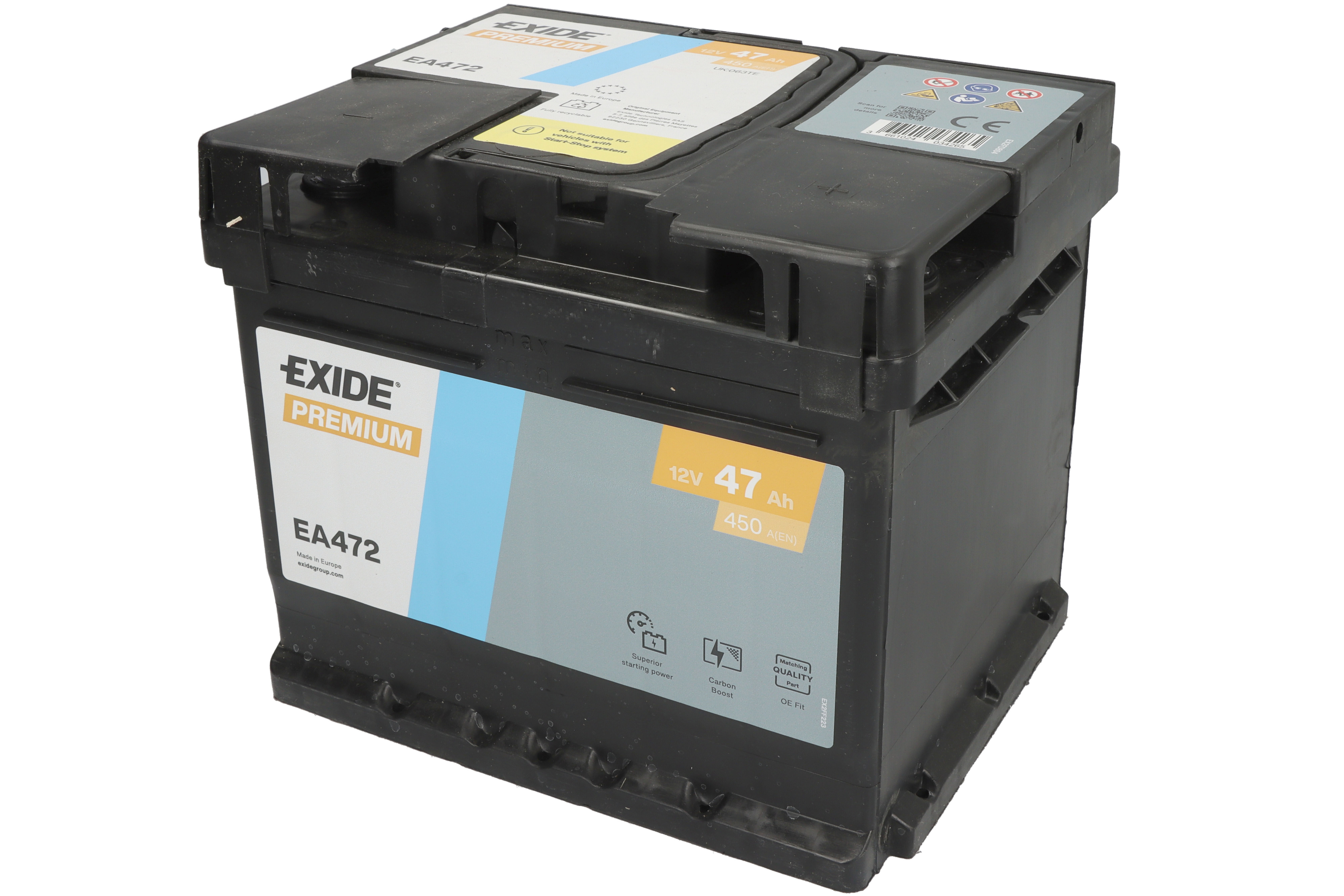 Акумуляторна батарея 47Ah/450A (207x175x175/+R/B13) Premium Exide фото 8