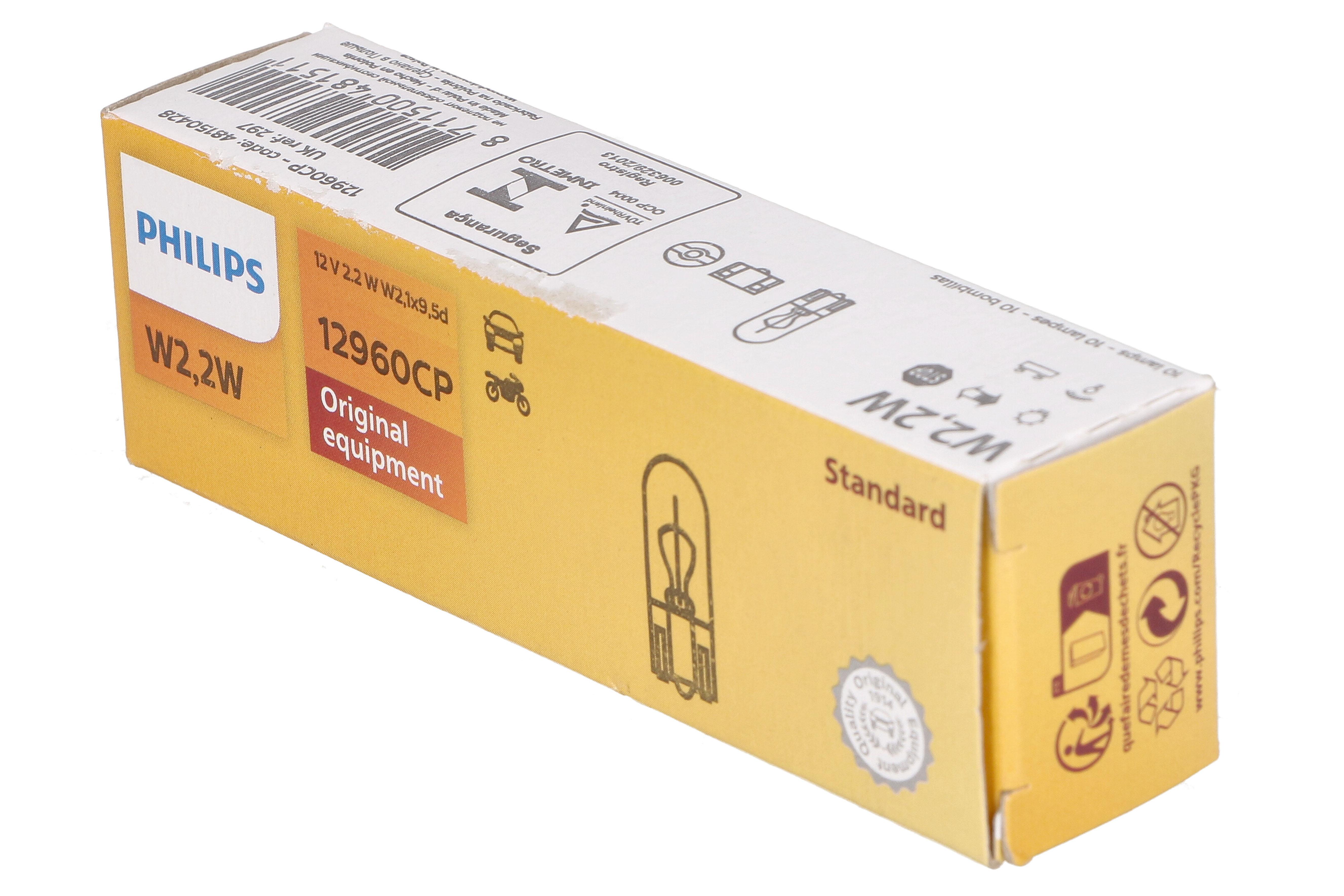 Автолампа 2W W2W 12V W2,1X9,5D/STANDARD/КРАТН. X10 PHILIPS (12960CP) Philips фото 4